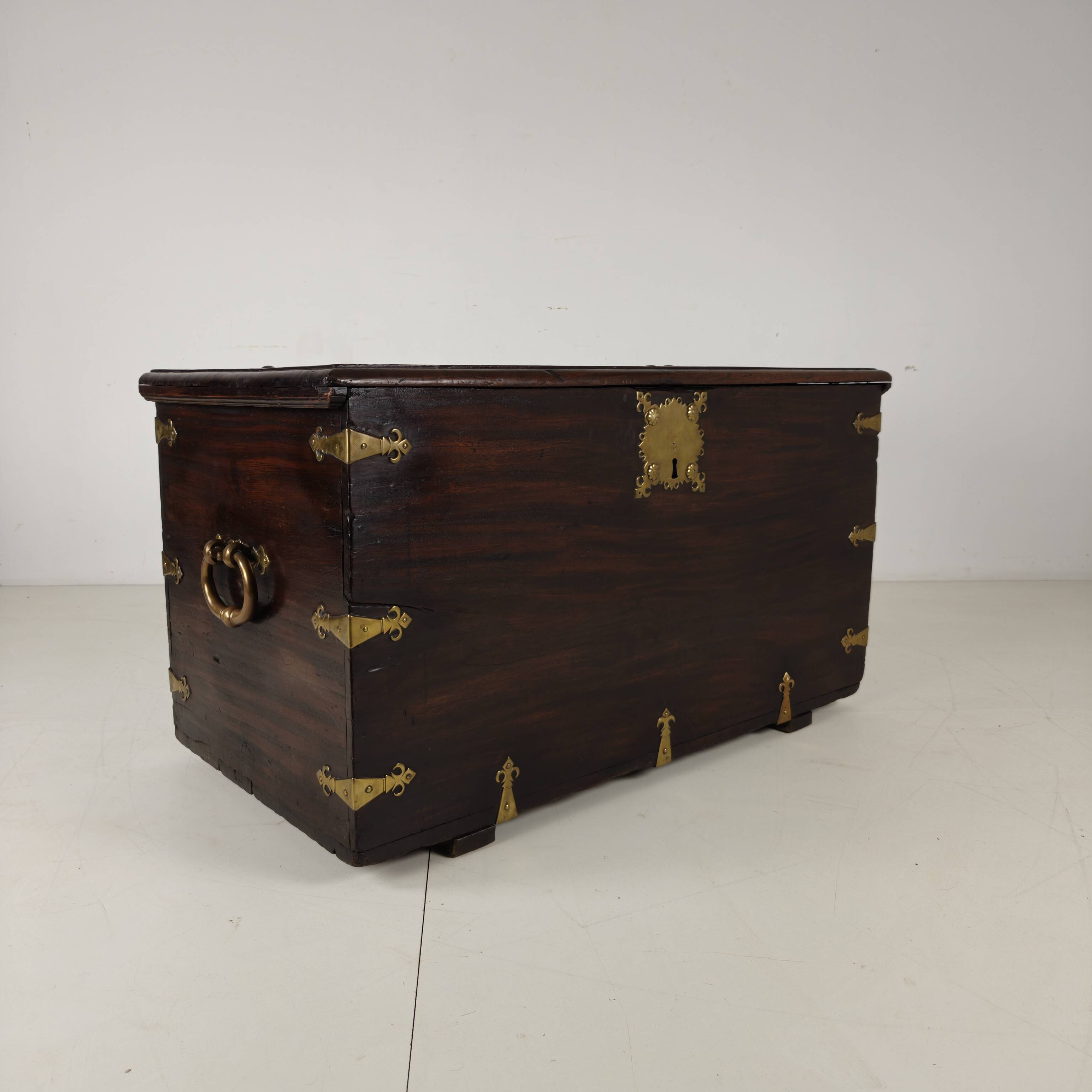 18th Century Dutch VOC Colonial Chest with Brass Mounts