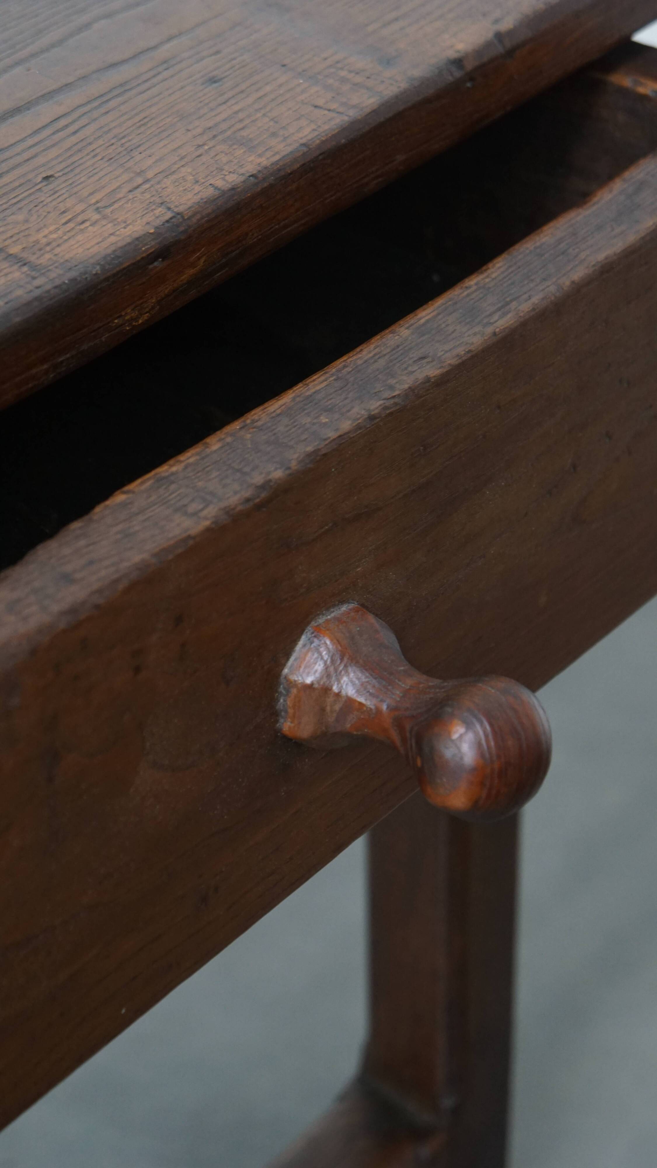 Antique French Country Chestnut Dining Table, Early 19th Century