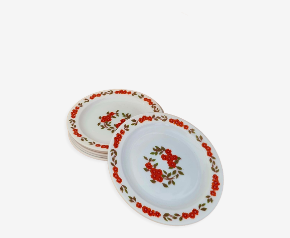 Lot de 6 assiettes à desserts Arcopal vintage