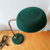 Bottle green velvet lay lamp, brass foot, 1960