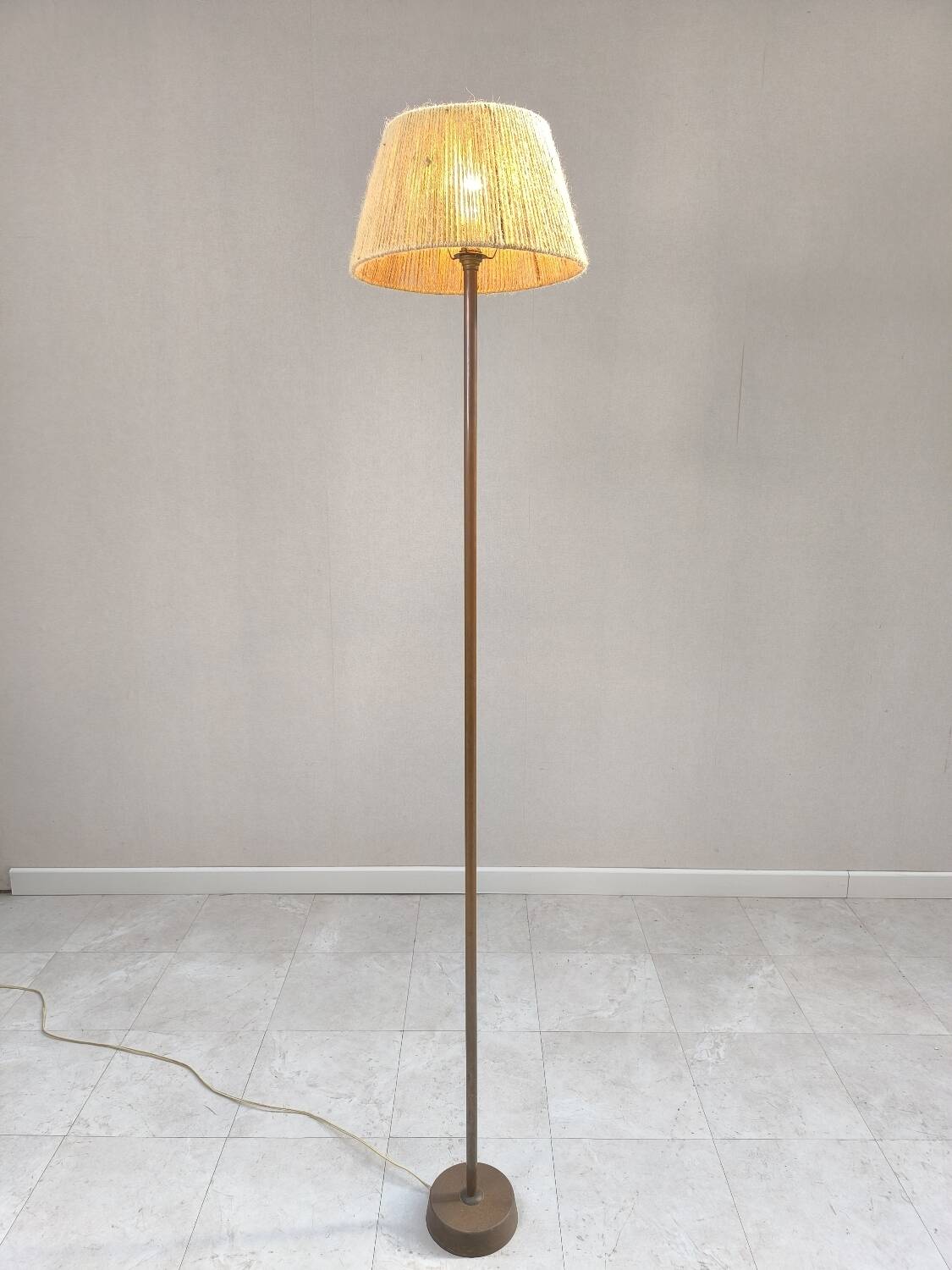 Copper and rope floor lamp circa 1950