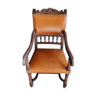 Fauteuil Henri II en cuir