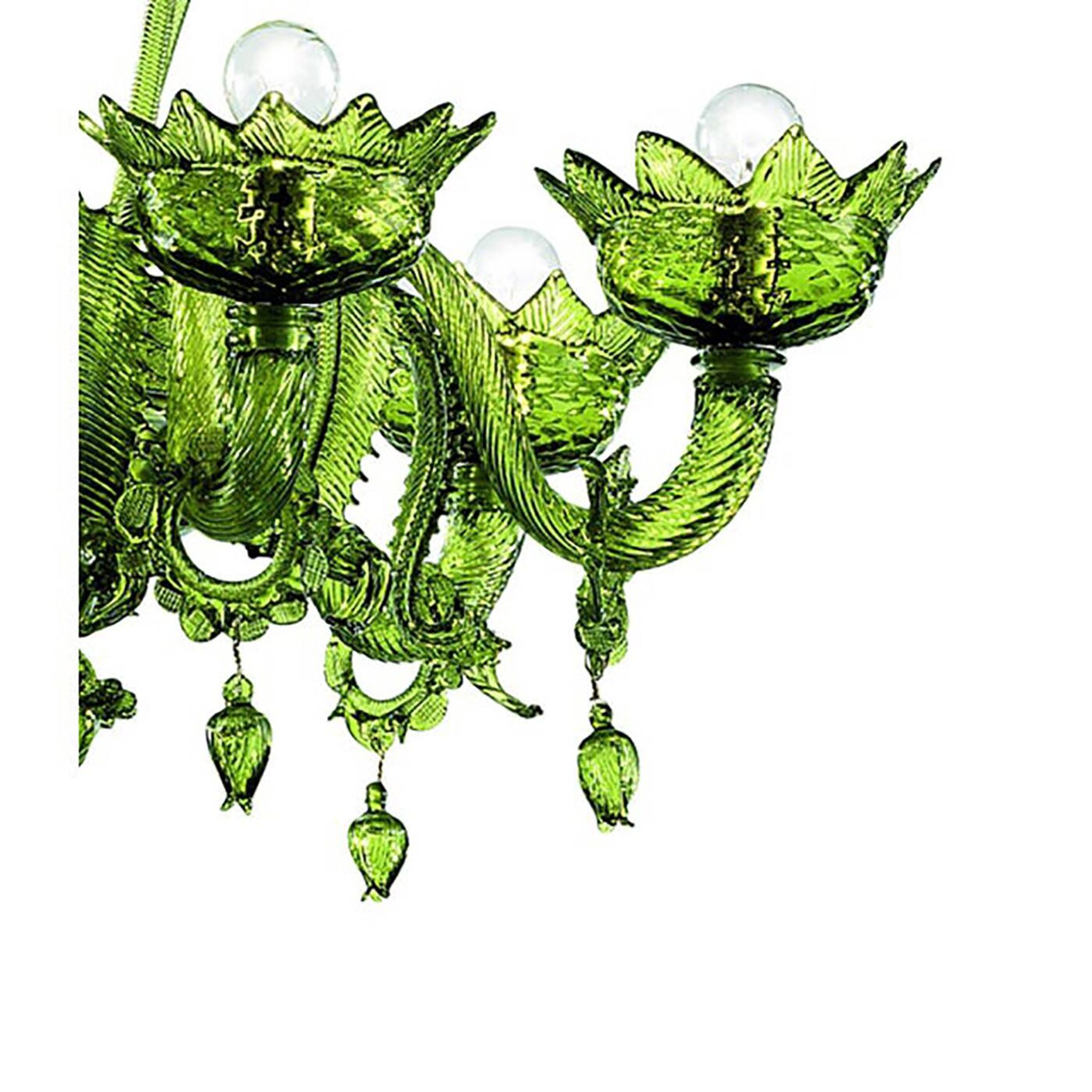 Contemporary Translucent Green Murano Style Glass Chandelier