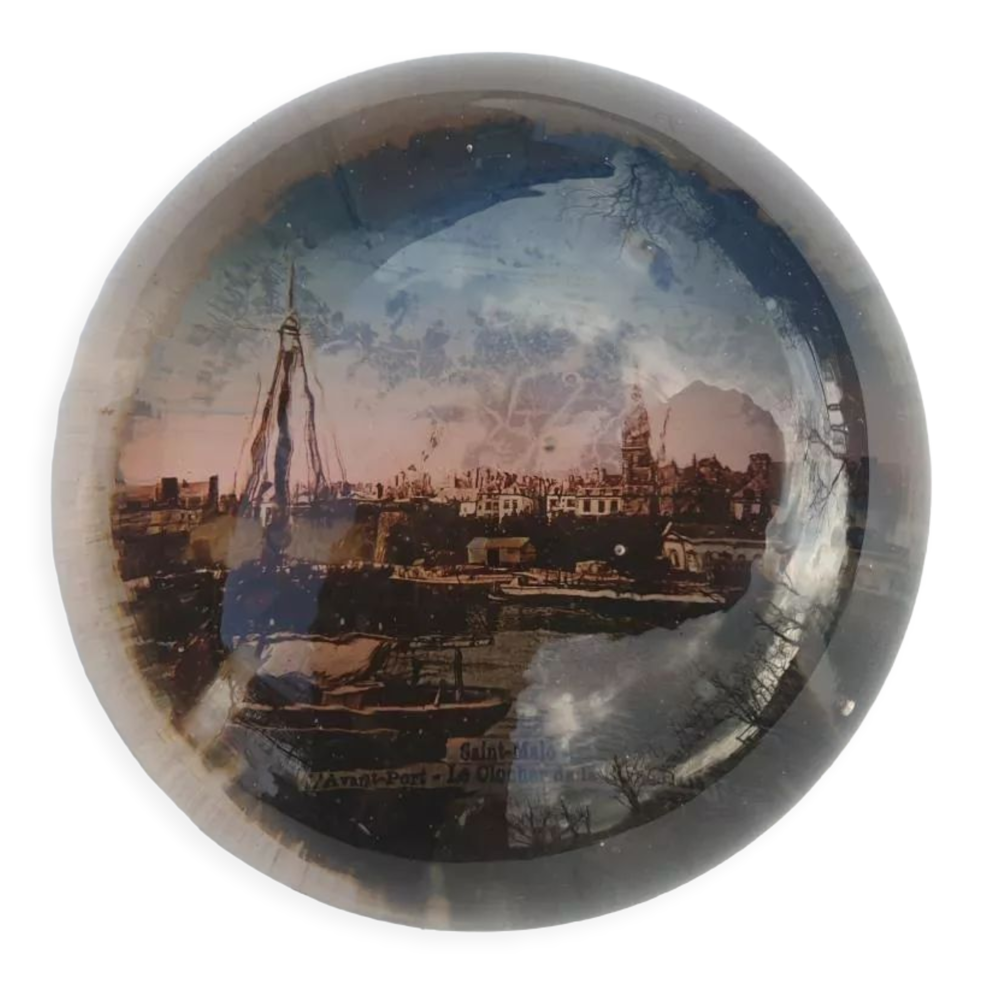 Crystal paperweight Saint-Malo vintage 1900