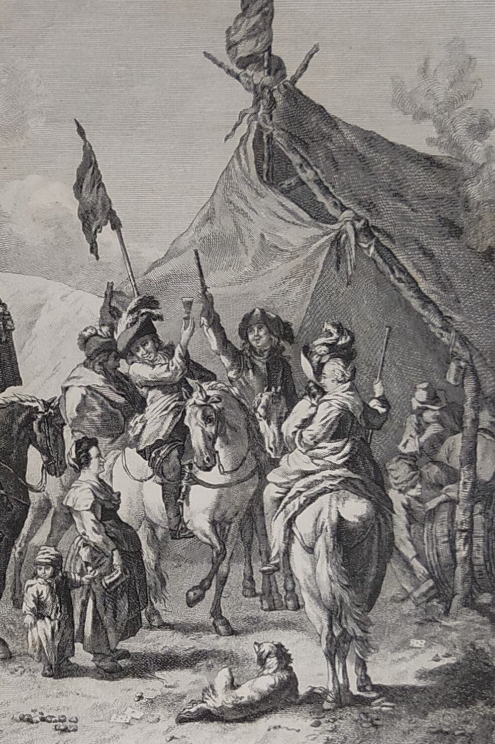 Dutch engraving XVIIIth "Riders in good humor"