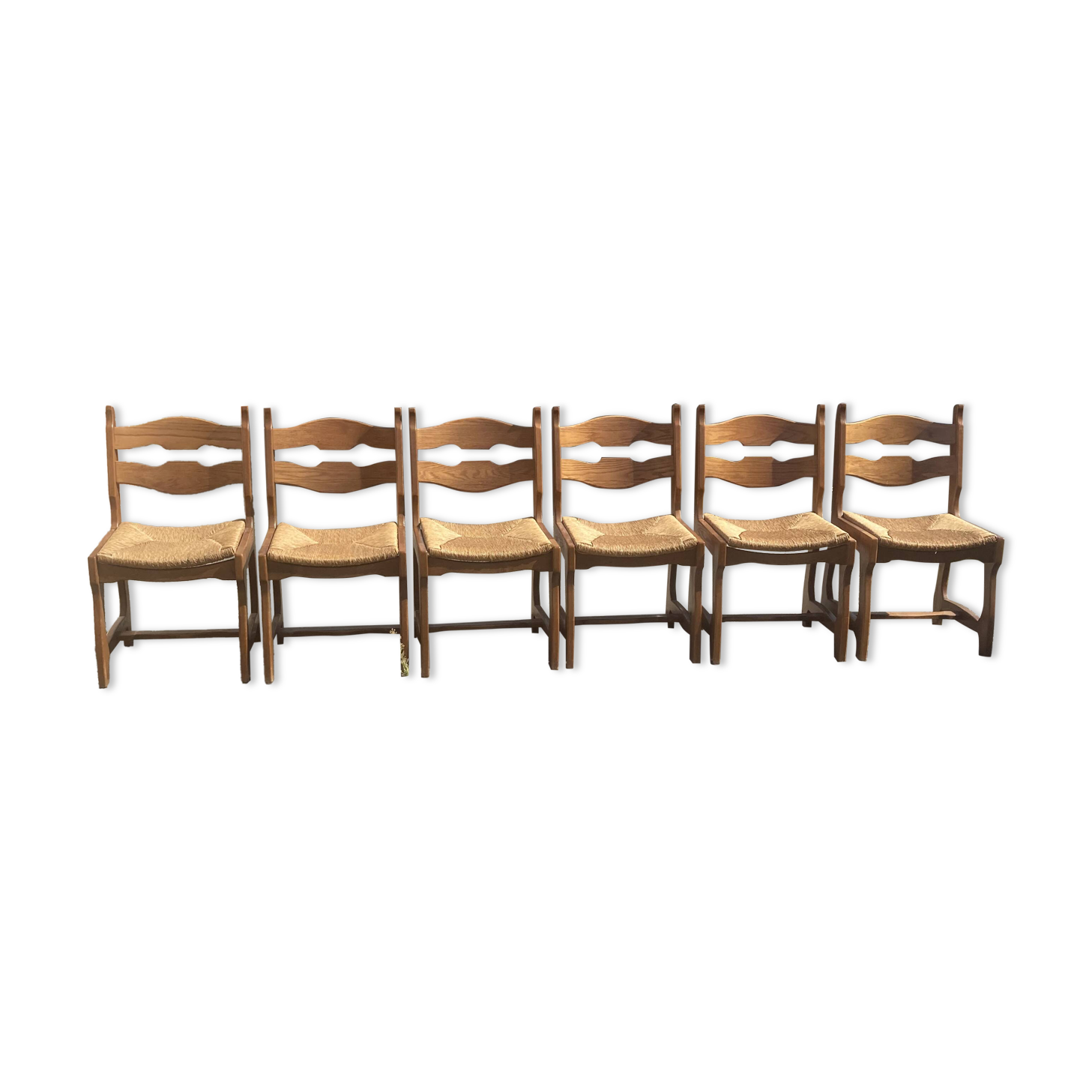 6 brutalist chairs by Guillerme and Chambron