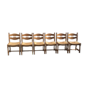 6 chaises brutalistes Guillerme et Chambron