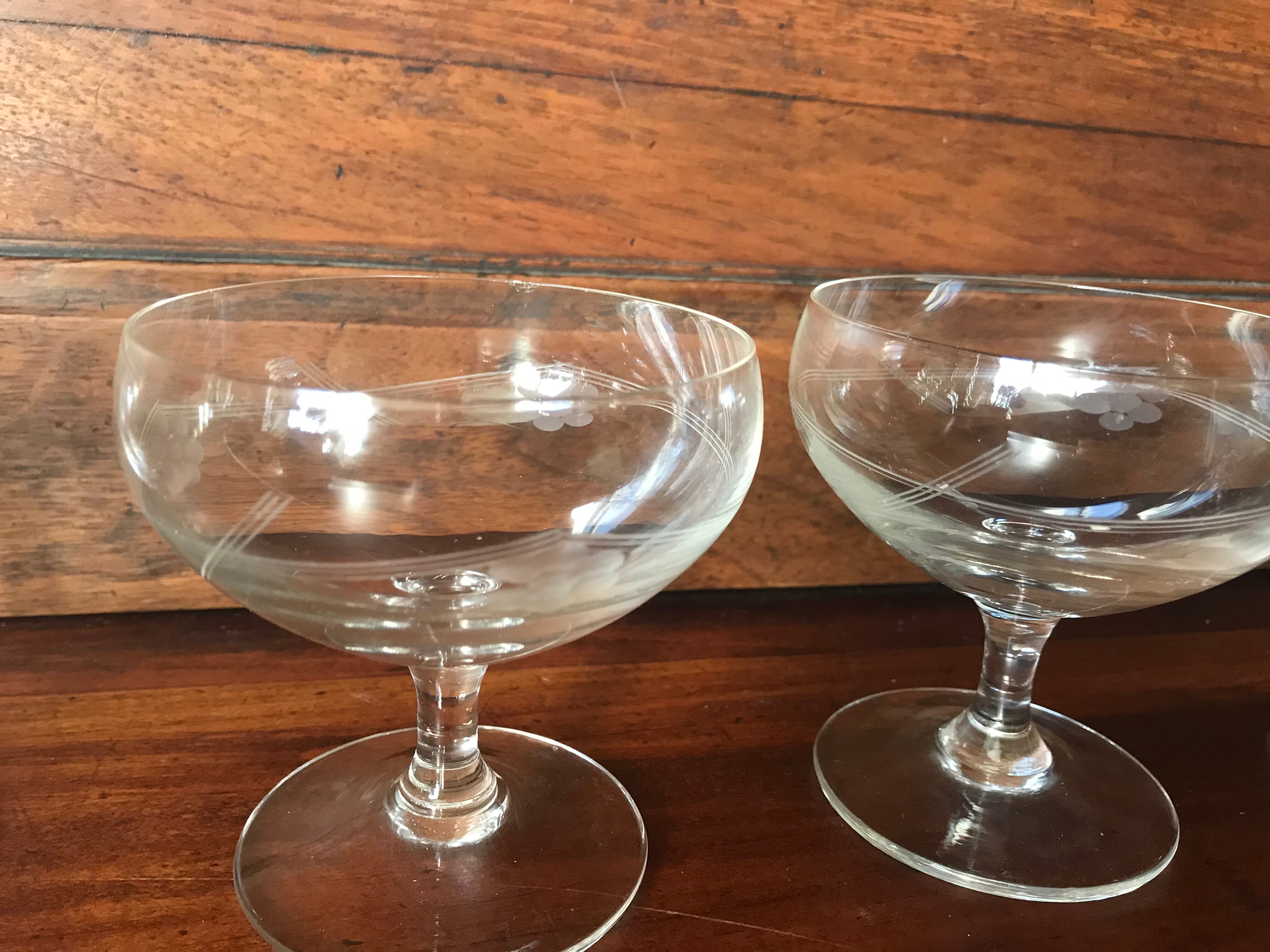 Set of five crystal champagne glasses