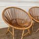 Paire de fauteuils corbeille en rotin , années 50-60