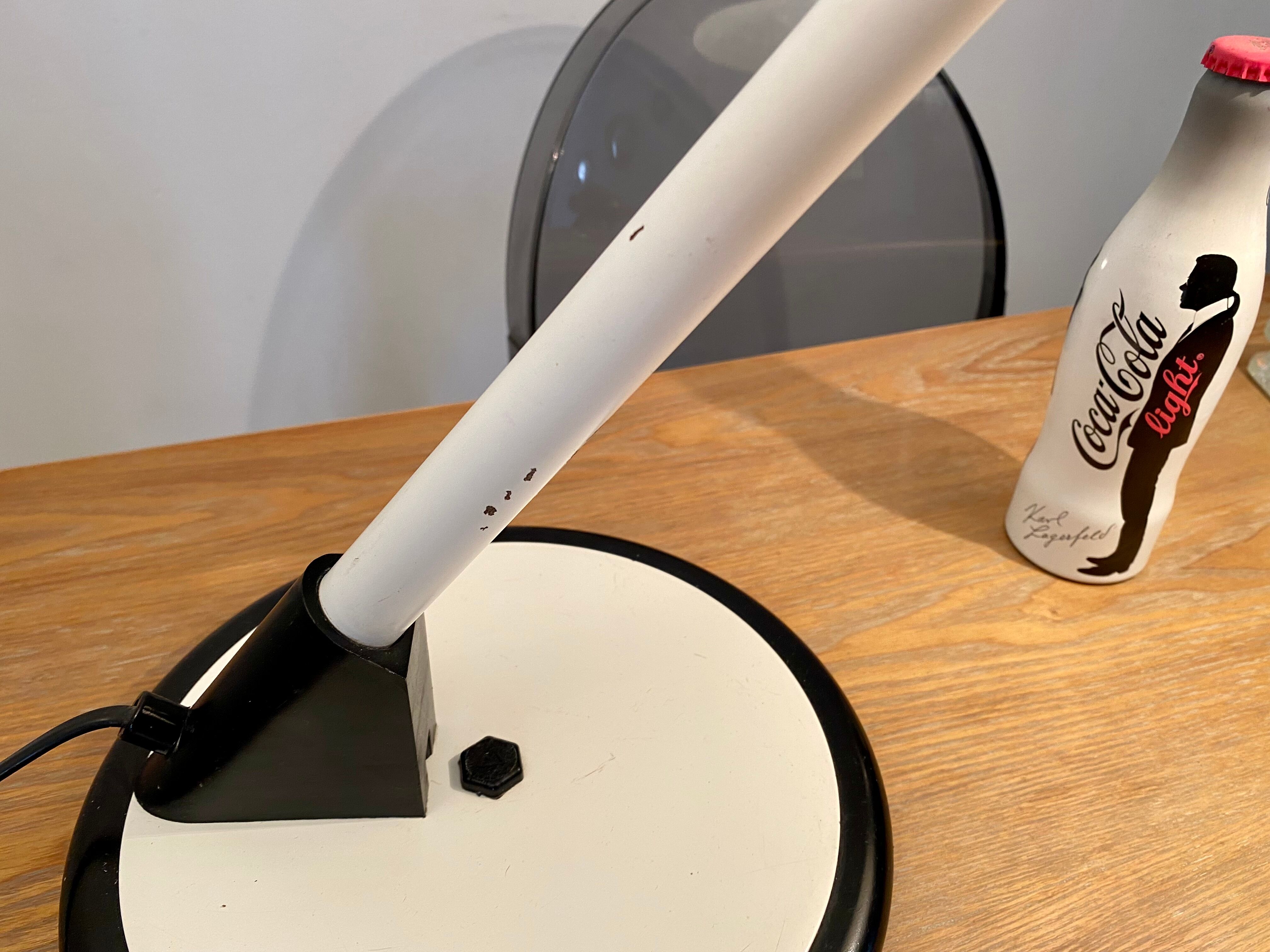 Aluminor saucer desk lamp France vintage 70s white