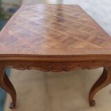 Italian-style table and its two removable extensions in solid walnut wood