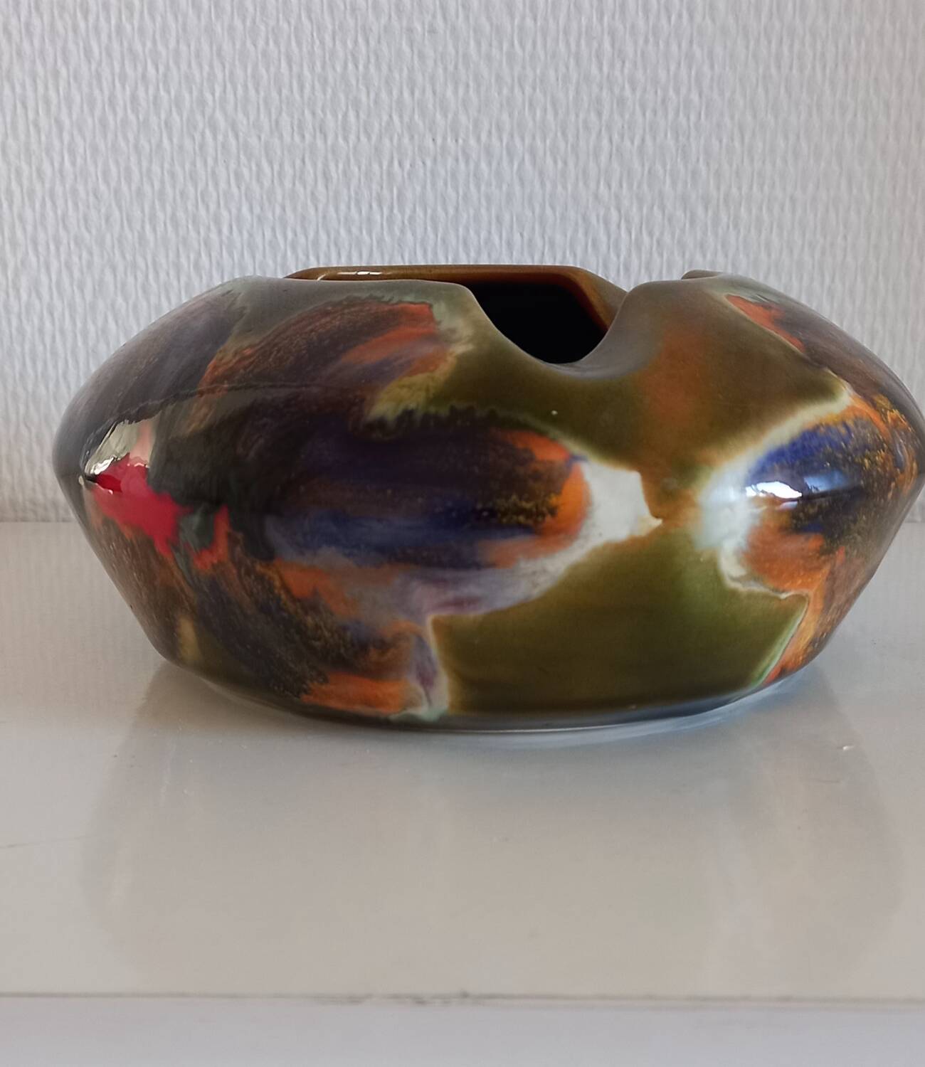 Ricard enameled ceramic ashtray signed