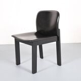 Lot de 6 chaises de salle à manger en bois et cuir noir