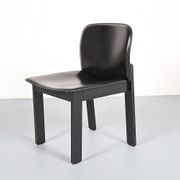 Lot de 6 chaises de salle à manger en bois et cuir noir