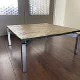 Vintage, Modernist Mid Century steel and slate stone coffee table, 1950s