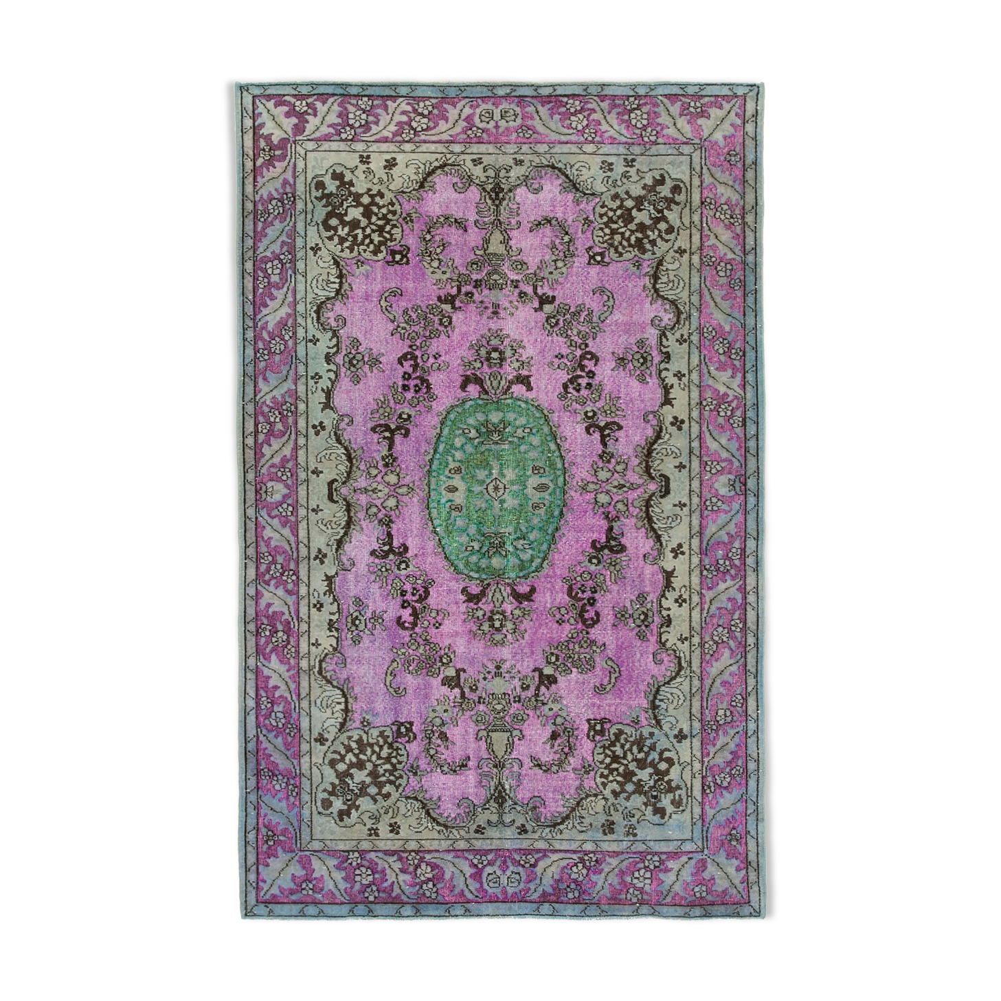 Handmade Vintage Turkish 1980s 175 cm x 278 cm Pink Rug