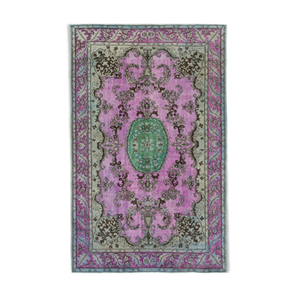 Tapis fait à la main vintage turc 1980s 175 cm x 278 cm tapis rose