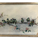 Watercolor early twentieth, "on a cherry branch"