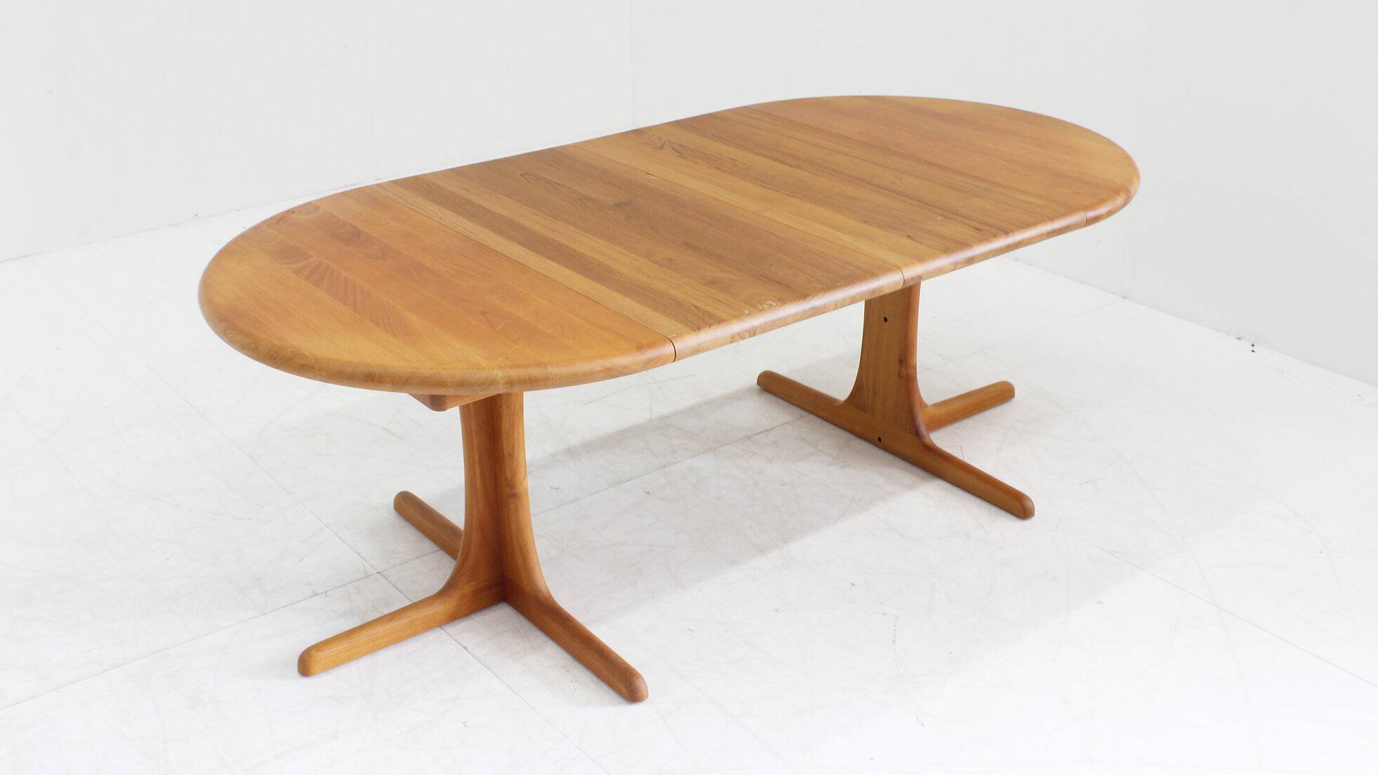 Vintage Danish round extendable dining table solid teak 1960s
