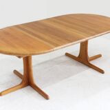 Vintage Danish round extendable dining table solid teak 1960s