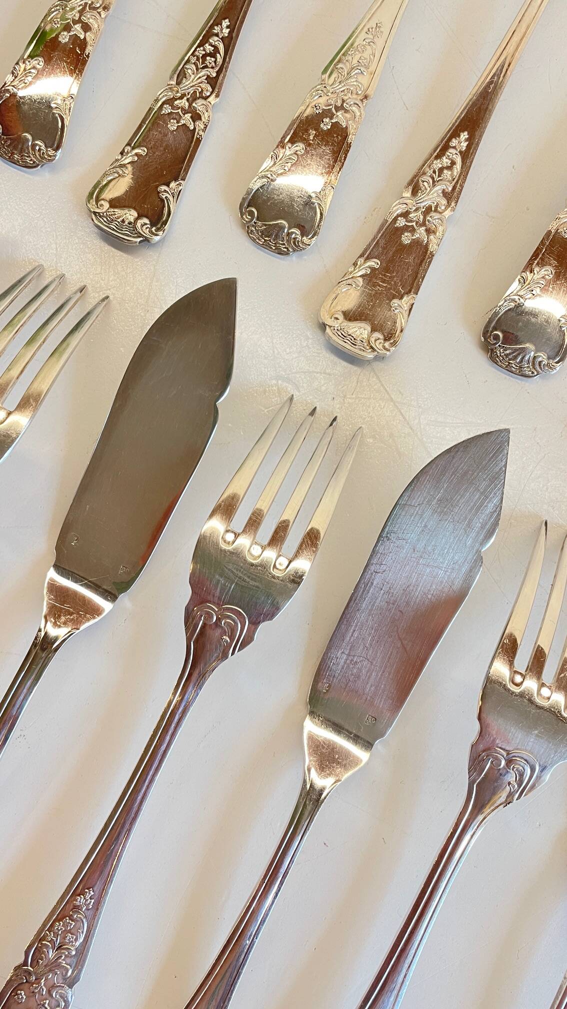 PLATIL 12 Couverts à Poisson  Métal Argenté