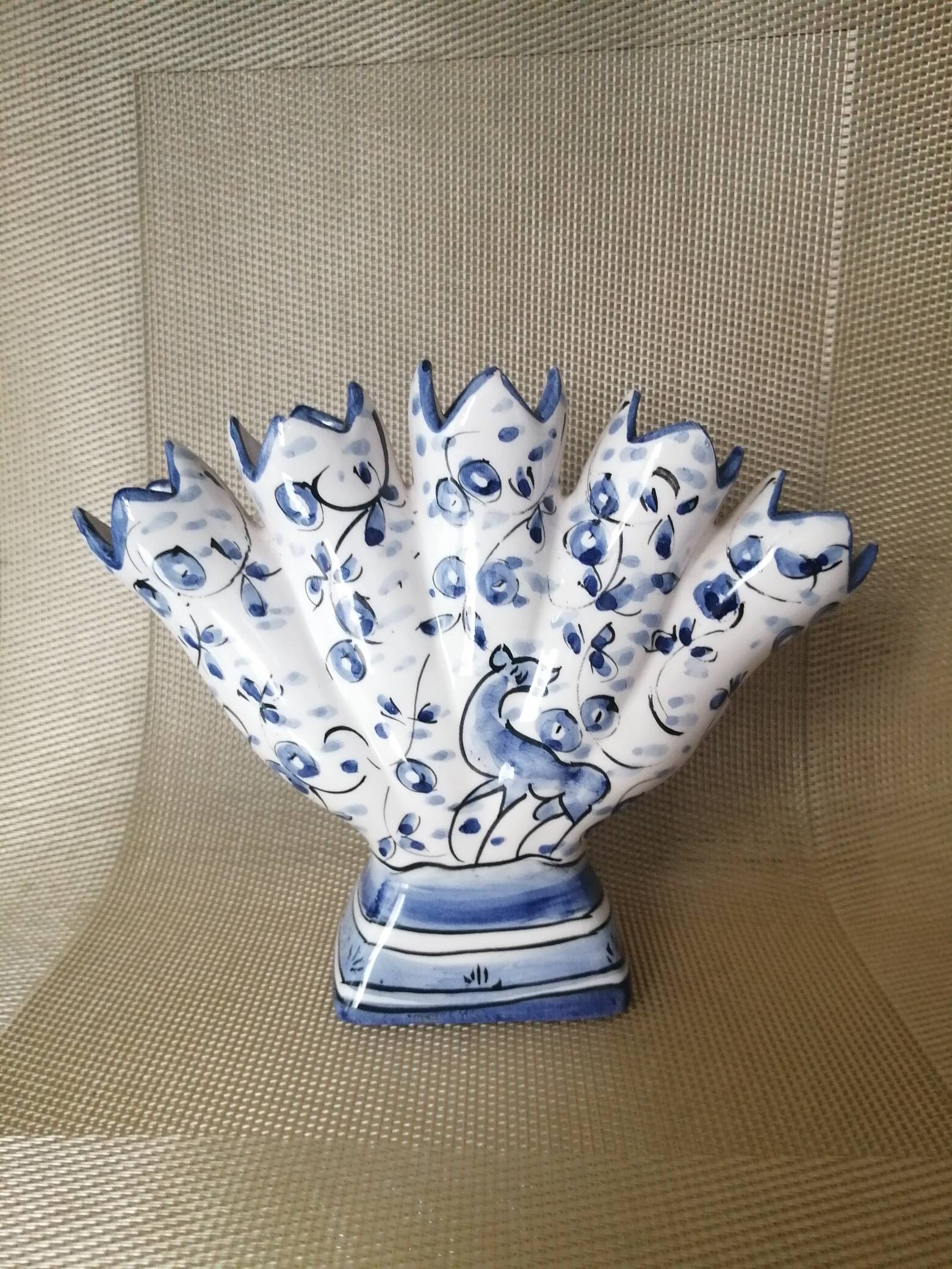 Small flower vase with 5 branches in earthenware from Portugal