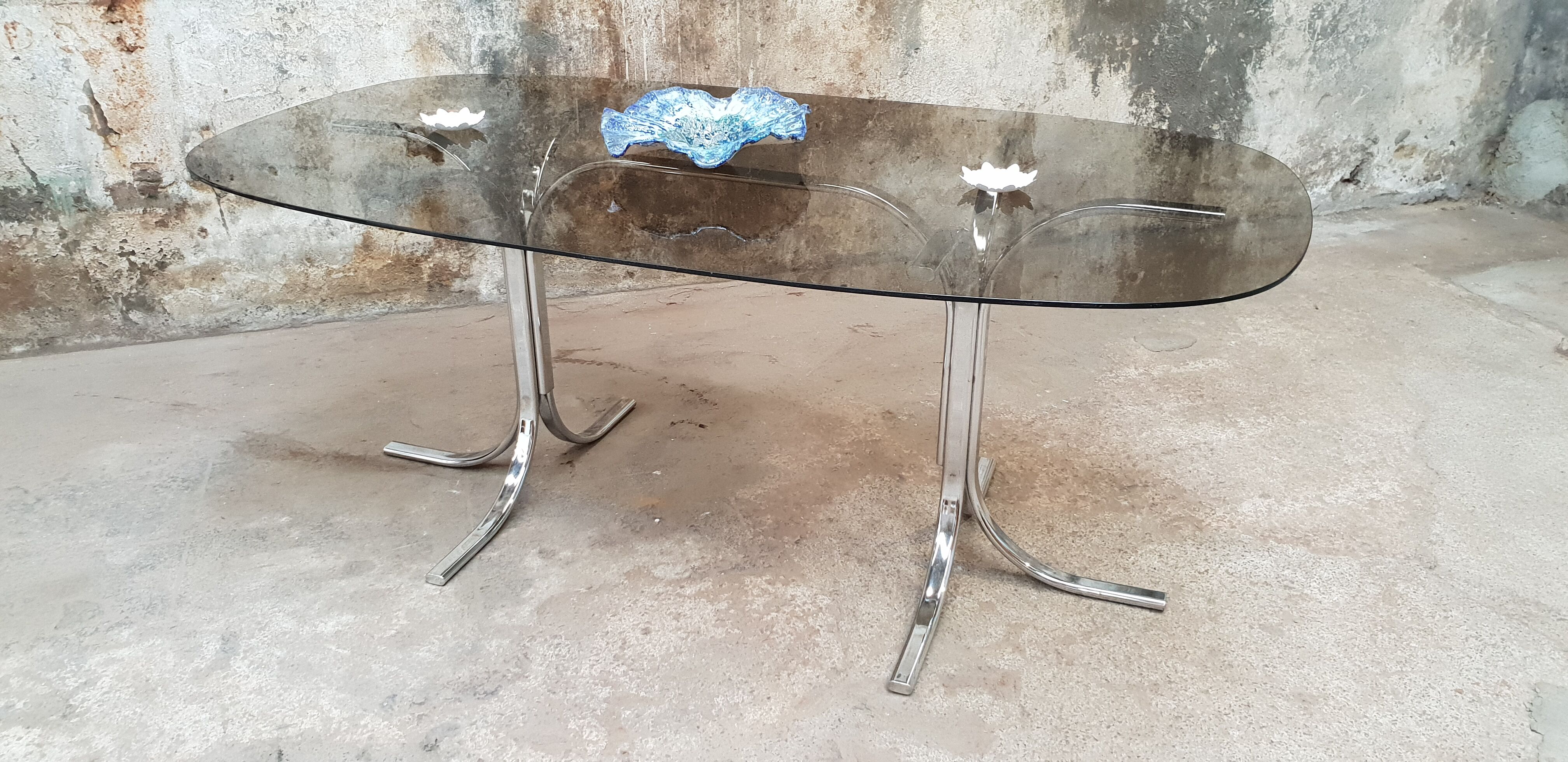Table ovale en verre vintage