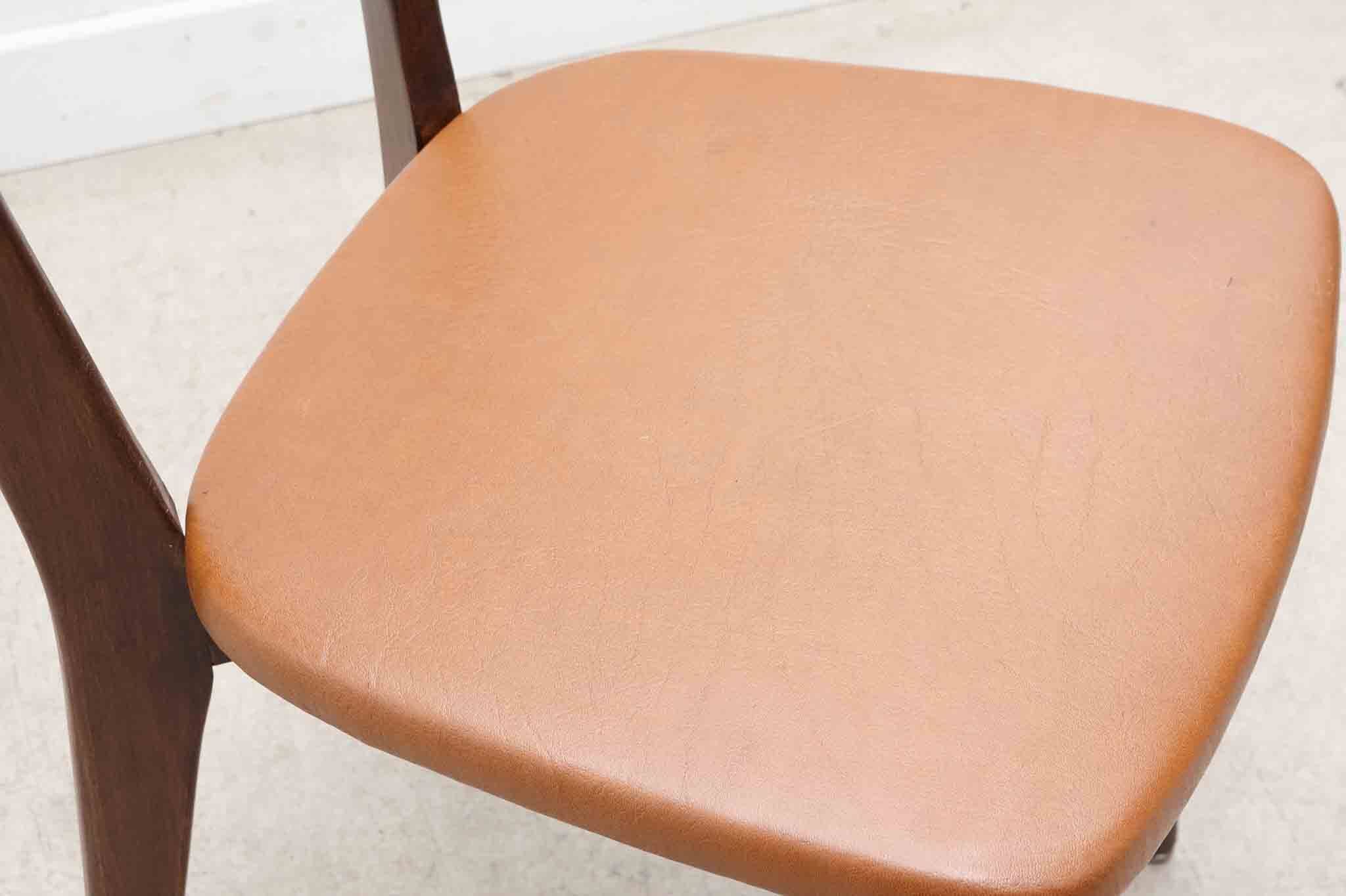 Bistro chair in fawn leatherette and dark oak