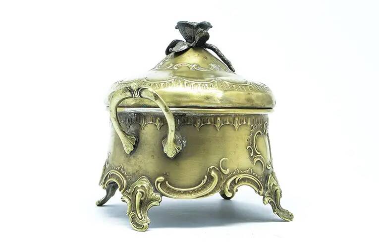 Rococo sugar bowl, silver-plated brass, Poland, early 20th century