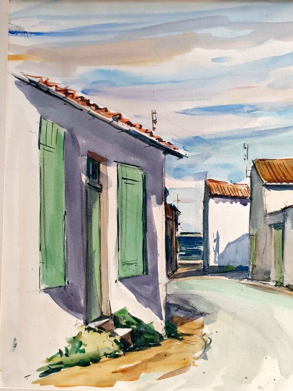 André Duculty (1912-1990) Watercolor on paper "Ile de Ré" Signed lower right and dated 1955