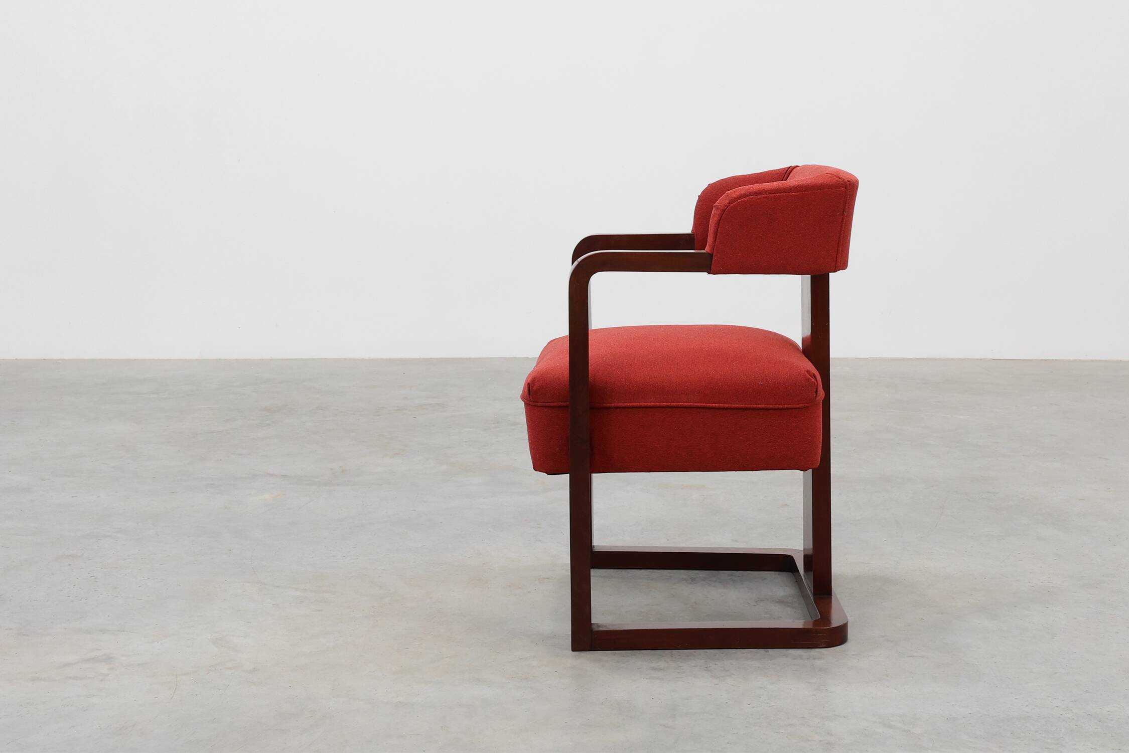 Art Deco red Reupholstered Chair, Belgium ca. 1920