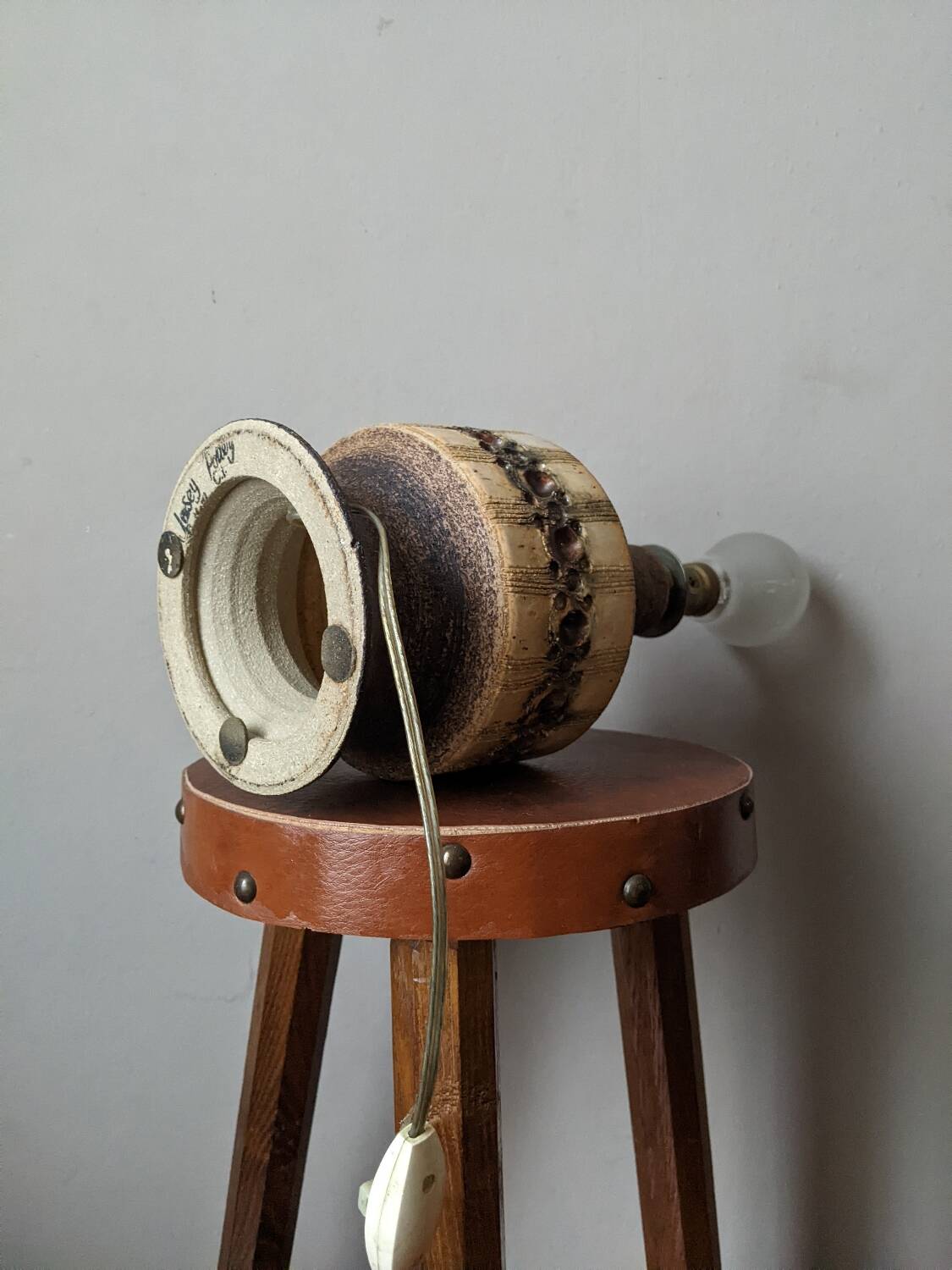 Lamp base in stoneware, handcrafted, bohemian Scandinavian style.