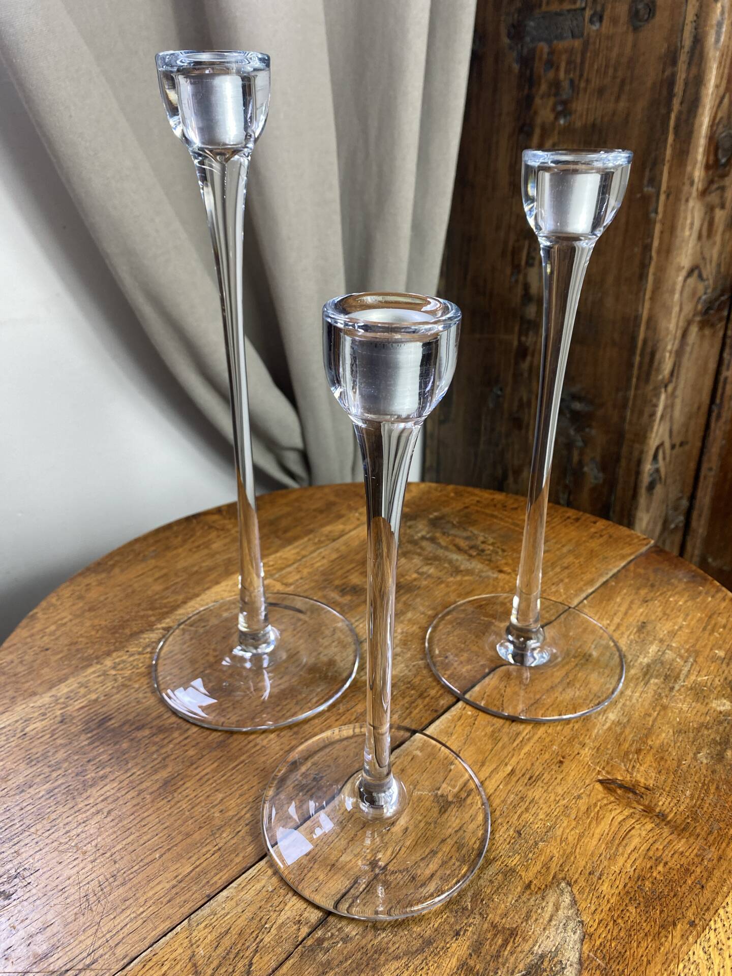 Set of three glass candle holders, Blomster, 1990