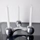 Scandinavian Boomerang candle holders, aluminium, Denmark, 1970