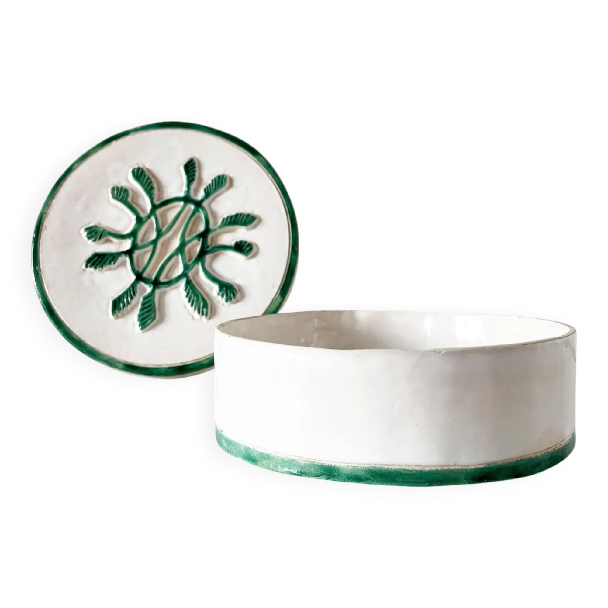 1950s embossed ceramic box