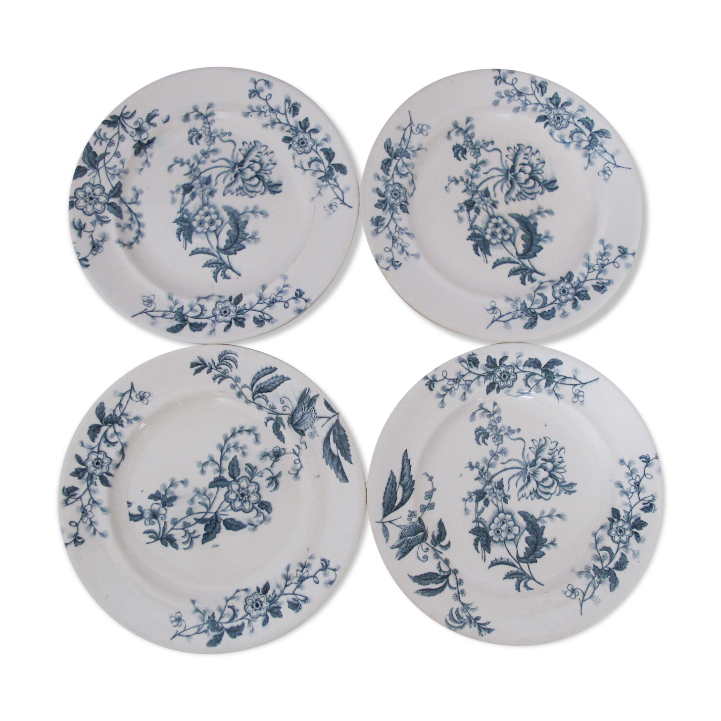 4 dessert plates in iron earth from Longwy