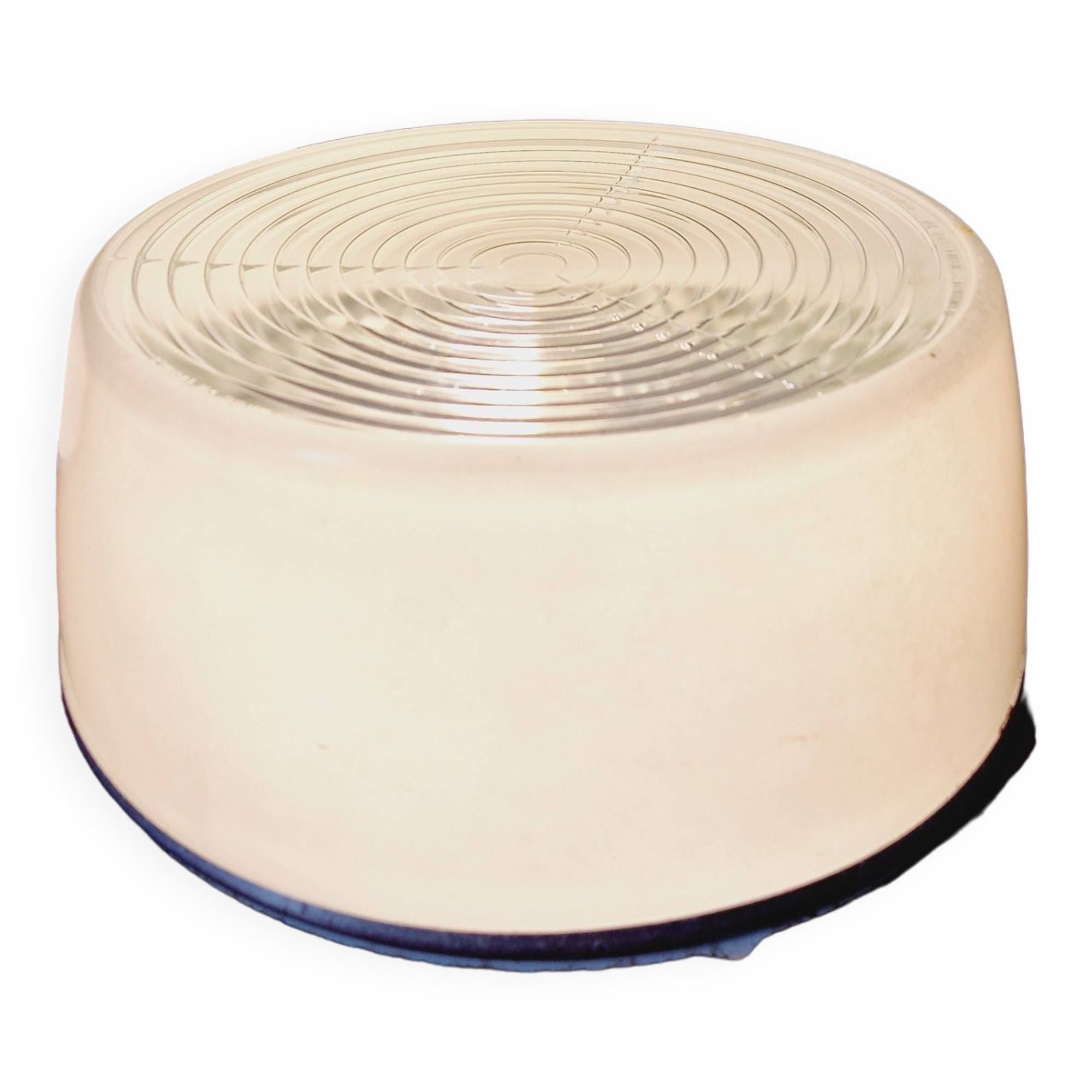 Plafonnier industriel Holophane en verre opaline blanc et transparent (7 disponibles)