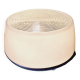 Plafonnier industriel Holophane en verre opaline blanc et transparent (7 disponibles)