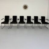 6 chaises noires tubulaires design d'Axel Bruchhäuser modèle D20 bauhaus