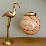 Vintage globe pendant light in marbled opaline