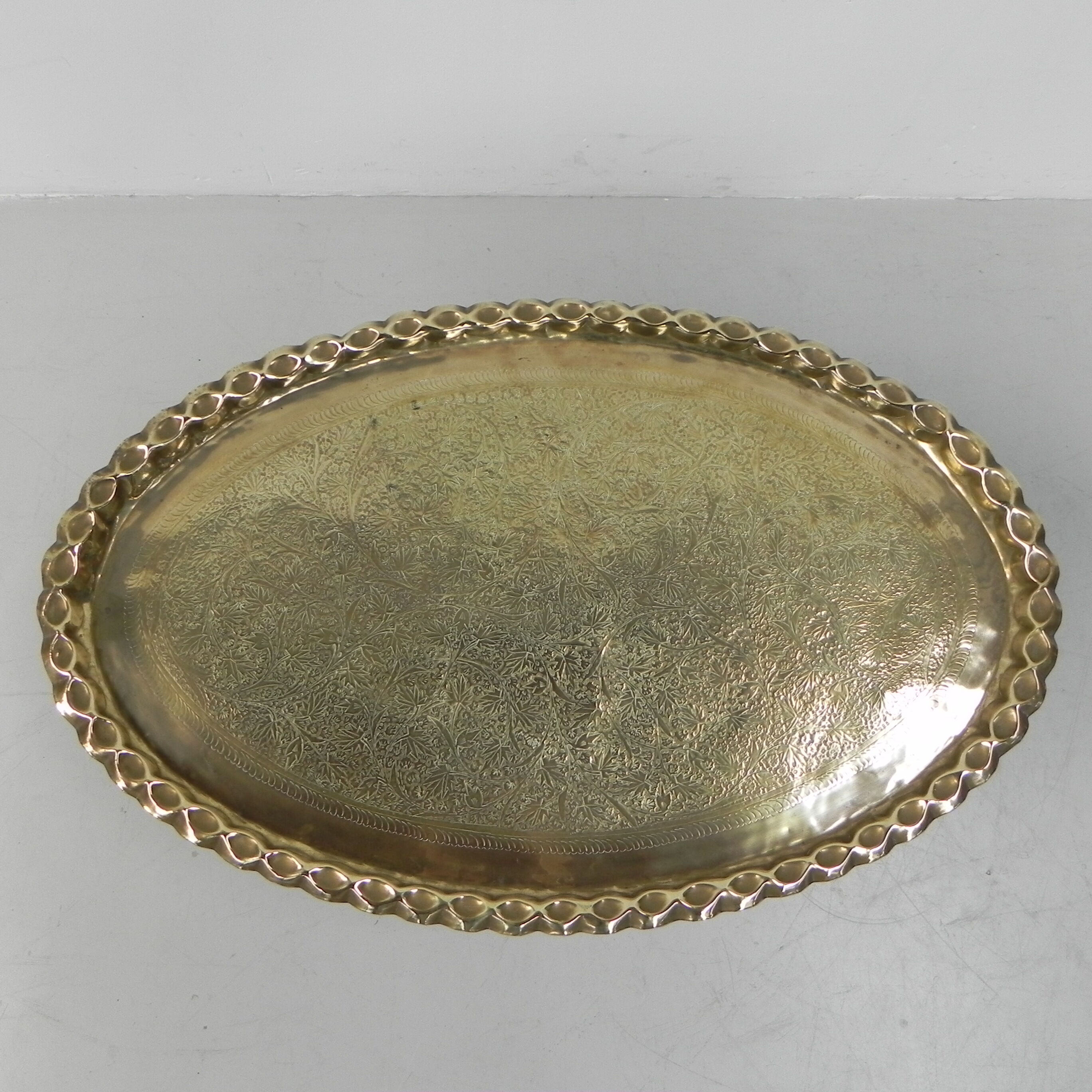 Moroccan brass tray table, ca 1950