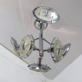 Esperia chandelier 1970s, chrome and Murano glass, 6 arms adjustable
