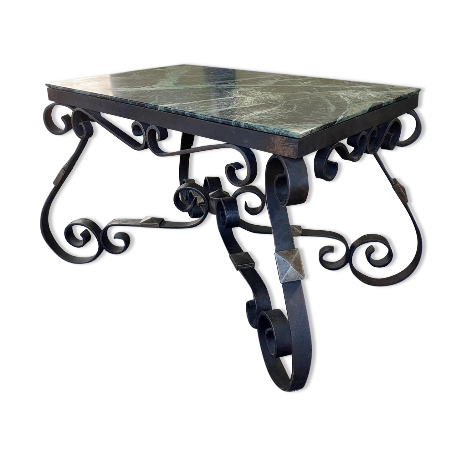 Superb Table in Iron Forget and Marble  1930, 1940