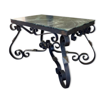 Superb Table in Iron Forget and Marble  1930, 1940