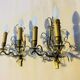 19th century Lyres wall lights in bronze, brass and glass pendants