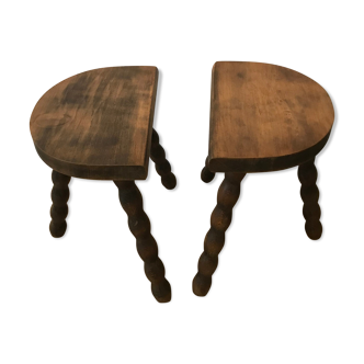 Pair of wooden milking stool