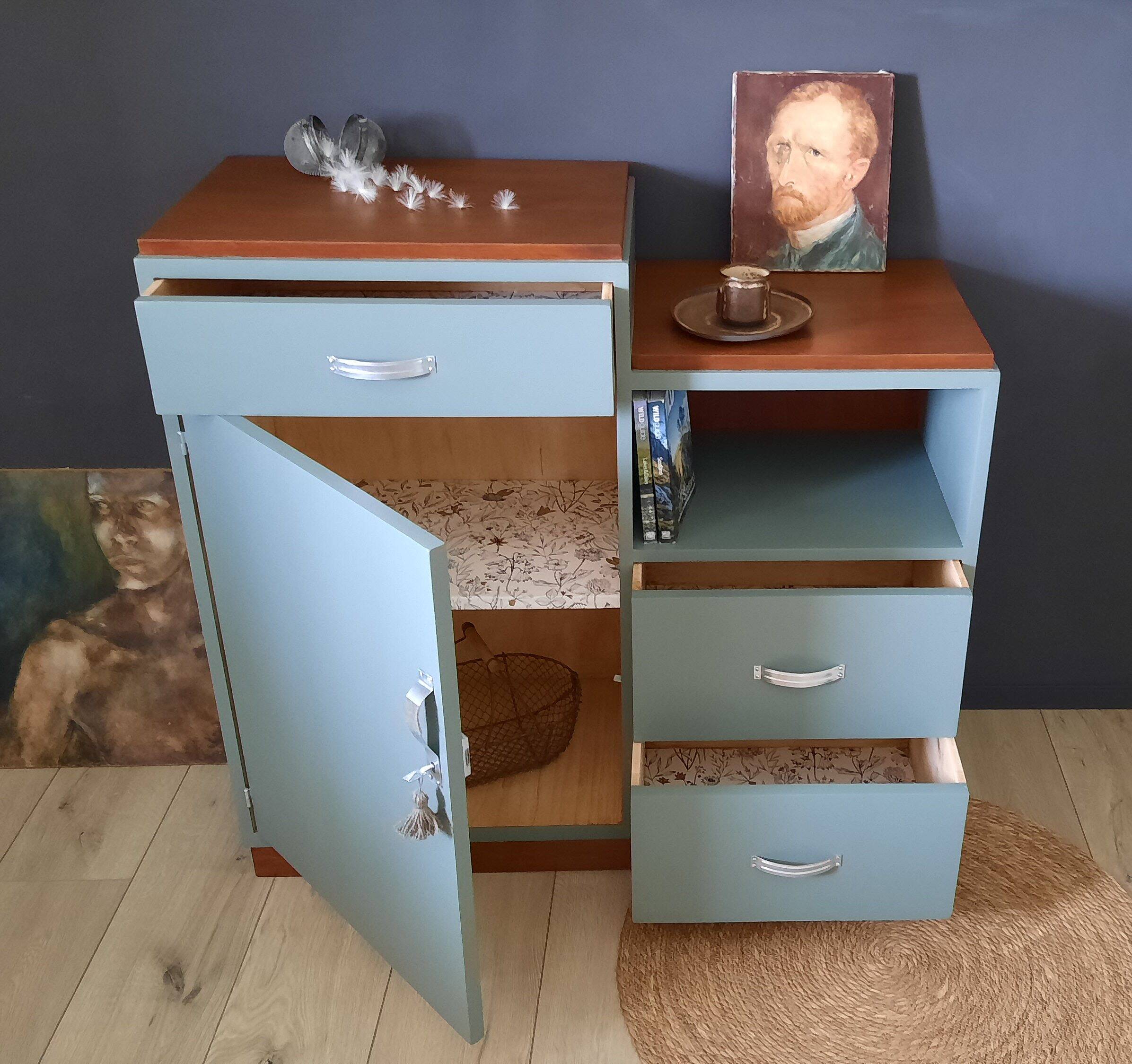 Vintage asymmetrical sideboard, 50s/60s