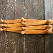 Vintage Wall-Mounted Extendable Coat Rack x10 Wooden Hooks