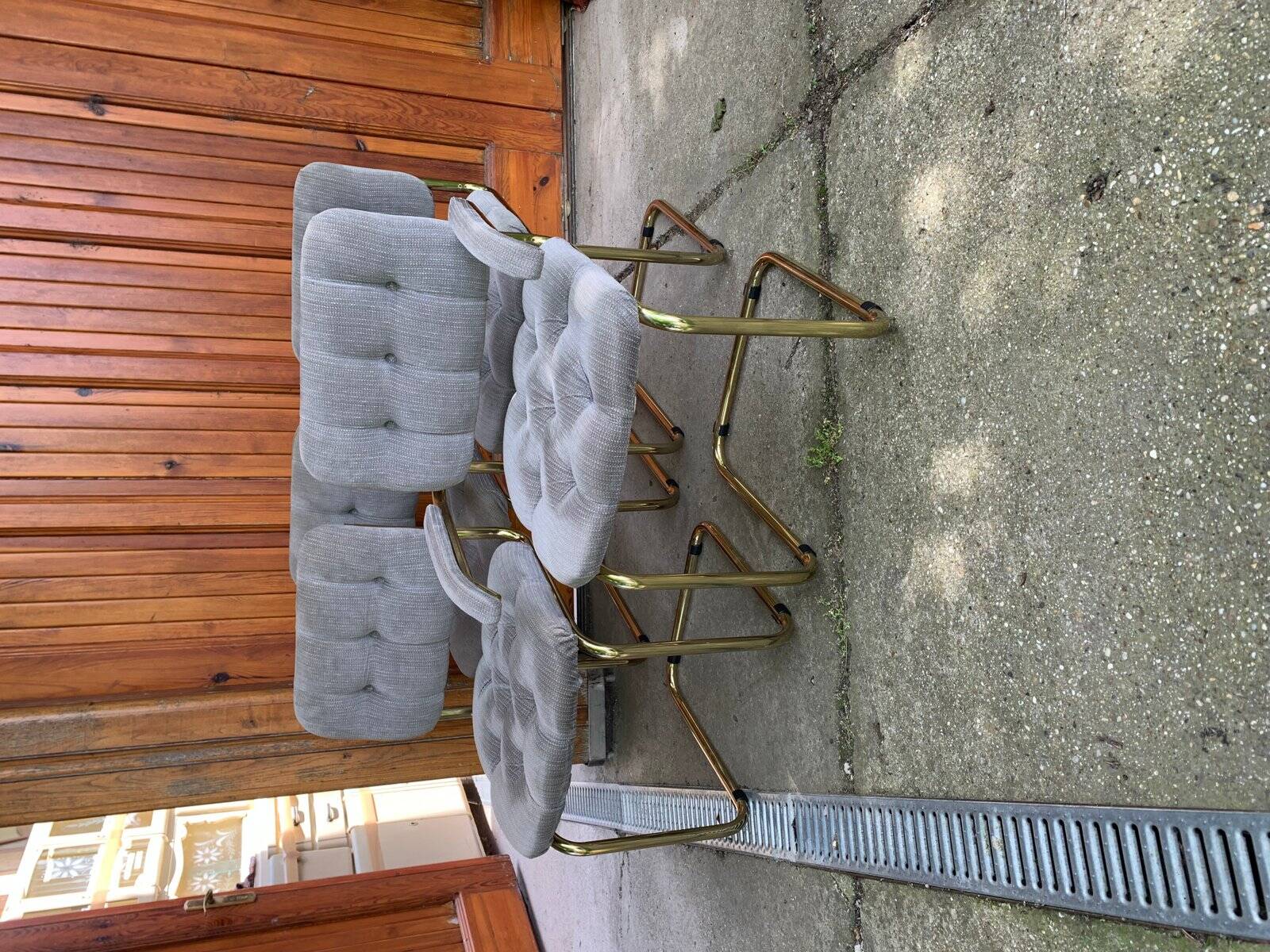 Vintage Italian dining chairs in brass, 1970s, set of 4