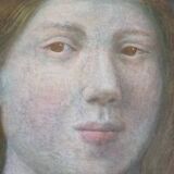 Martine Bligny - Tempera on canvas - Portrait of a woman - Signed